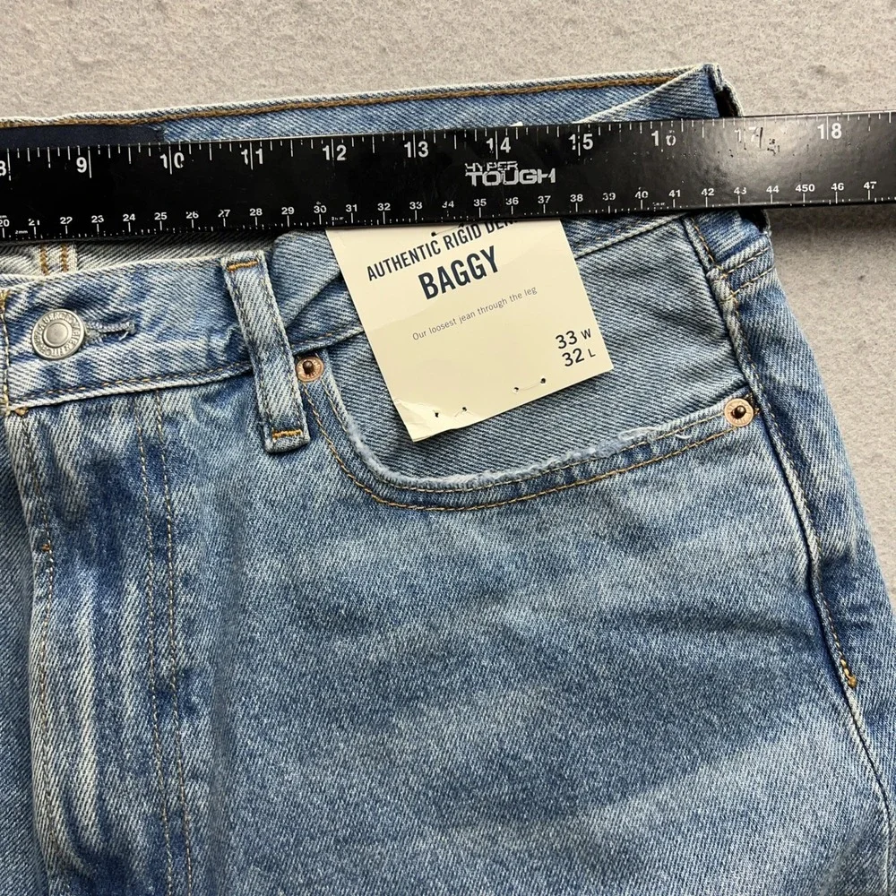 Abercrombie & Fitch Jeans Mens 33x32 Blue Baggy Relaxed Straight Leg Denim New